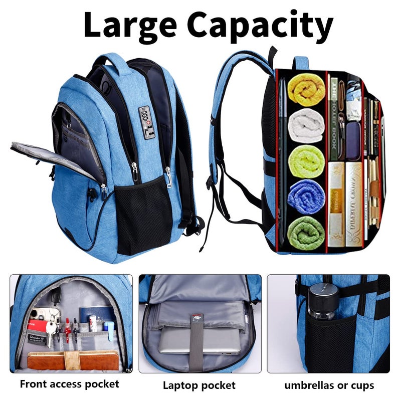 SHRRADOO Travel Laptop Backpack  Business Anti Theft Slim Durable Laptops Backpack with USB Charging Port  College High School Computer Bag Gift for Men Women Fits 17 Inch Notebook - Image 3